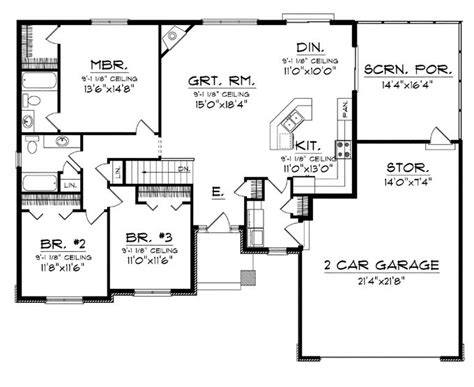 Floor Plans AFLFPW76173 - 1 Story Craftsman Home with 3 Bedrooms, 2 Bathrooms and 1,520 total ...