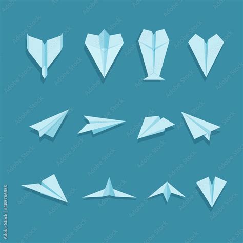 Airplane paper origami icon collection set illustration vector Stock ...