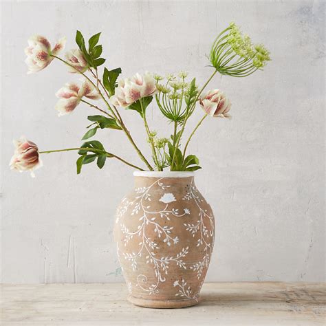 White Sprigs Terracotta Vase - Terrain | Flower room decor, Vases decor, Flower room