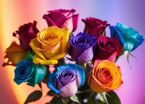 Rainbow Roses On Blurred Background Free Stock Photo - Public Domain Pictures