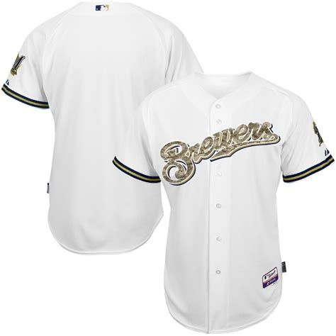 Majestic Milwaukee Brewers White Fashion Authentic USMC Team Jersey