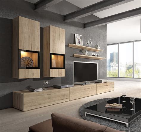 Modern Living Room Design Ideas With Baros Sonoma Oak Wall Unit Modern Entertainment Center ...