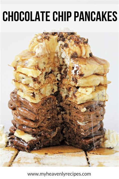 Chocolate Chocolate Chip Pancakes Recipe - My Heavenly Recipes