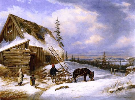 Cornelius Krieghoff - Log Cabin, Winter Scene, Lake St. Charles | Winter scenes, American ...