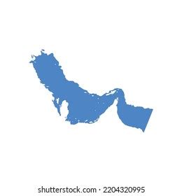 Persian Gulf Gulf Oman Map Silhouette Stock Vector (Royalty Free) 2204320995 | Shutterstock