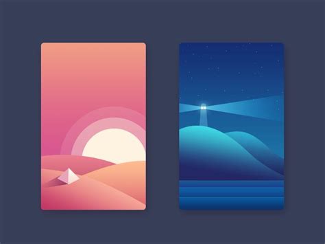 Night Sky Flat Design Illustration: Day And Night