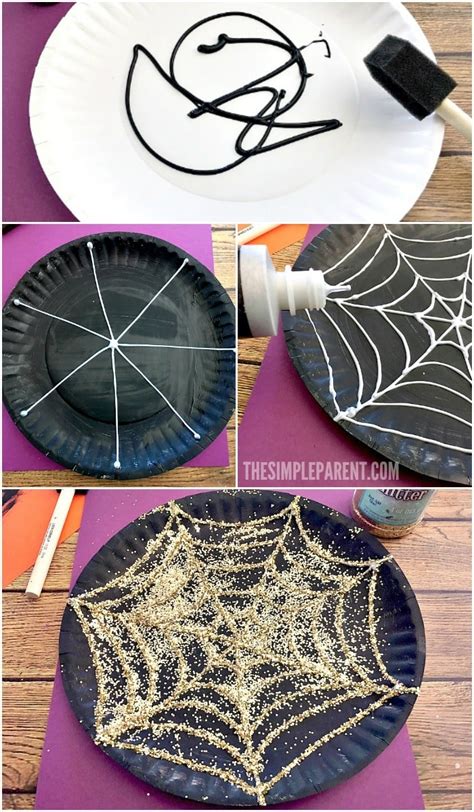 Paper Plate Spider Web Craft That Sparkles This Halloween • The Simple ...