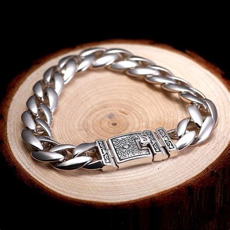 Thick Raw Silver Chain Link Bracelet in 2020 | Mens sterling silver ...