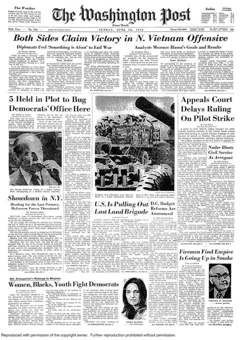 Vietnam and firefighters vied with Watergate on the Post front page ...