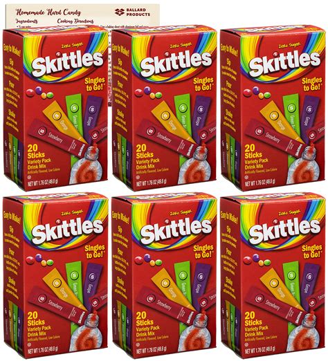 Buy Skittles Singles to Go Drink Mix Packets | 6 Pack - 120 Total Water Flavor Packets | Zero ...