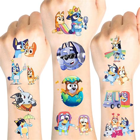 Amazon.com: 16 Sheets (266Pcs) Blue Dog Temporary Tattoos Stickers for Kids, Blue Dog Birthday ...