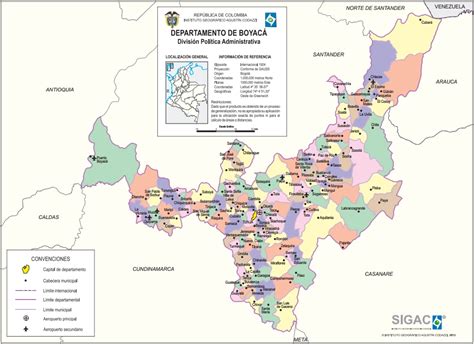 Mapa para imprimir de Boyacá Mapa político de Boyacá (Colombia). IGAC ...