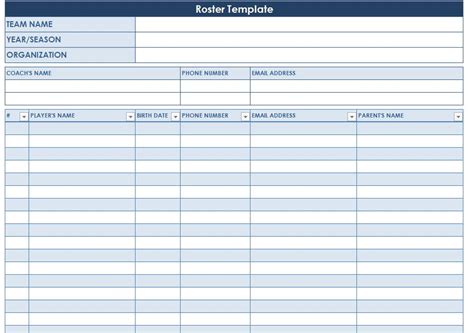 Roster Sheet Template | New Calendar Template Site