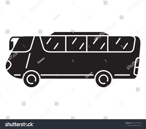 Black Silhouette Tourist Busvector Illustration Flat Stock Vector ...