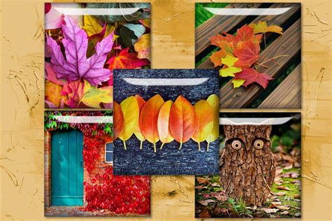 Fall Leaves Digital Collage Sheet Autumn Squares