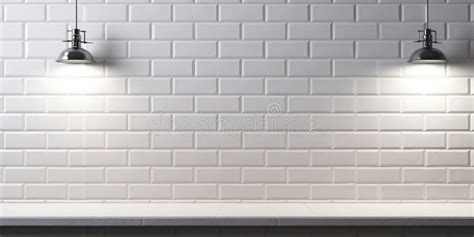 Modern Interior with White Subway Tile and Industrial Lighting. Generative Ai Stock Illustration ...