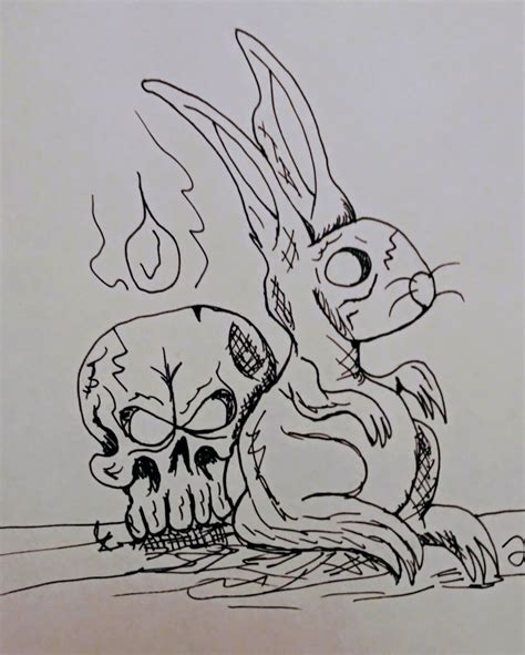 Skull bunny drawing by Robert Falagrady | Doodle Addicts