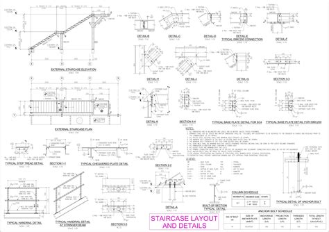 Steel Staircase with Typical Connections - CAD Files, DWG files, Plans ...