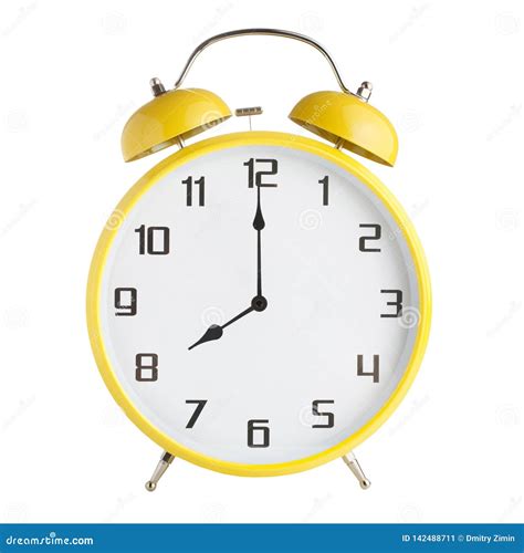 Analog Alarm Clock Showing Eight O`clock, 8pm or 8am Isolated on White Background Stock Image ...