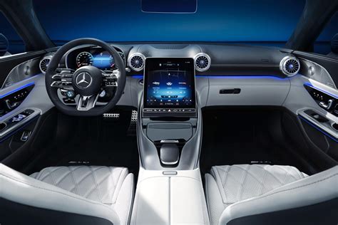 2022 Mercedes-AMG SL's interior has four seats and a hinged touchscreen ...