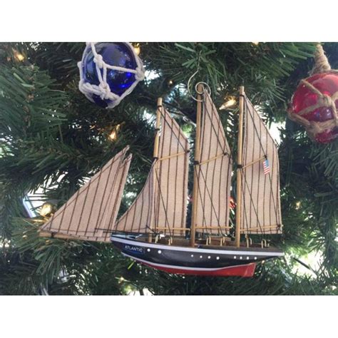 Wooden Atlantic Model Sailboat Decoration Christmas Ornament 7" - Xmas Tree Decorations ...