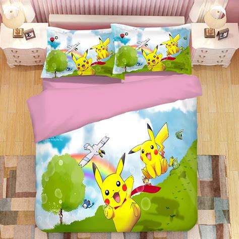 Pikachu Pokemon 3D Cartoon Print Duvet Cover Bedding Set - KawaiiMerch.com