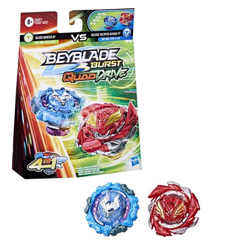 Buy BEYBLADE Burst QuadDrive Salvage Valtryek ad V7 and Gilded Nemesis N7 Spinning Top Dual Pack ...