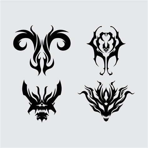 Dragon demon head shape illustration sketch vector tattoo abstract ...