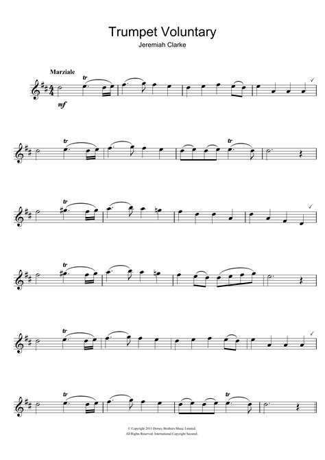 Trumpet Voluntary by Jeremiah Clarke Sheet Music for Flute Solo at Sheet Music Direct