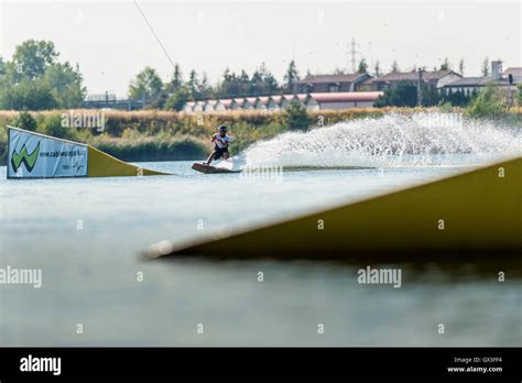 Hradec Kralove, Czech Republic. 15th Sep, 2016. Wakeboarder in action at the cablewakepark in ...