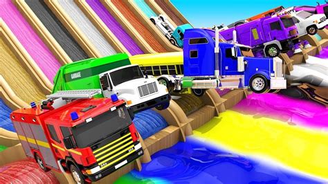 Colors for Children to Learn with Street Vehicles with Color Water Slide... | Kindergarten kids ...