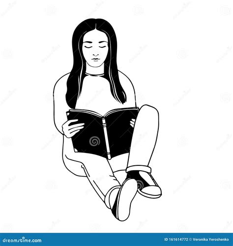 Young Woman with Book. Girl Sitting and Reading. Vector. Stock Vector - Illustration of leisure ...