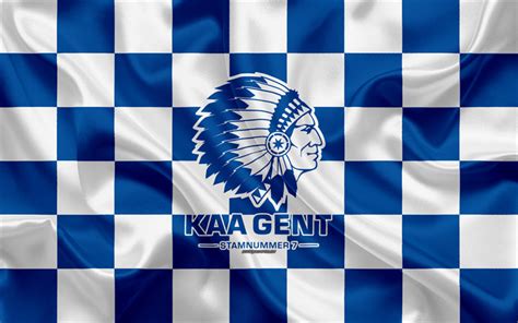 Download wallpapers KAA Gent, 4k, logo, creative art, blue white ...