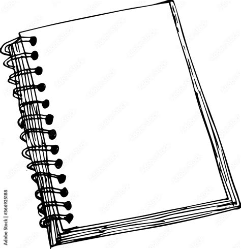 Sketch of a notebook. Vector illustration with hand drawn notebook sheet. Blank page notebook ...