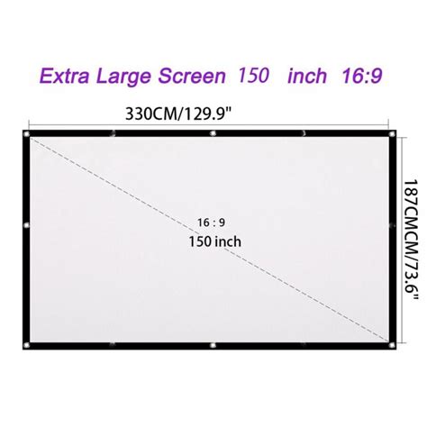 Projector Screen,150 inch 16:9 HD Foldable Anti-Crease Portable Projector Movies Screen for Home ...