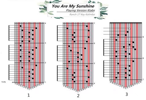 Ranch Beginners 17 key Kalimba Lesson 2 -You Are My Sunshine | You are my sunshine, Music tabs ...