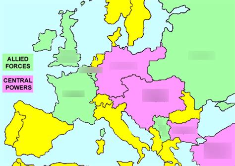 World War 1 Map of Europe Diagram | Quizlet