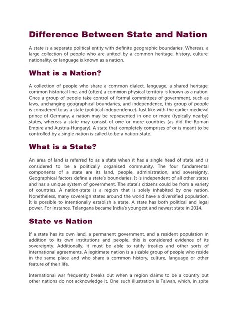 Difference Between State and Nation | Download Free PDF | Nation ...