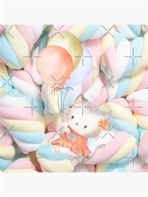 "Pretty Pastel Please, Marshmallow Pastel Aesthetic And Cute Kawaii Cartoon Cat Holding Balloons ...