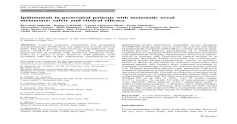 Ipilimumab in pretreated patients with metastatic uveal melanoma: safety and clinical efficacy ...