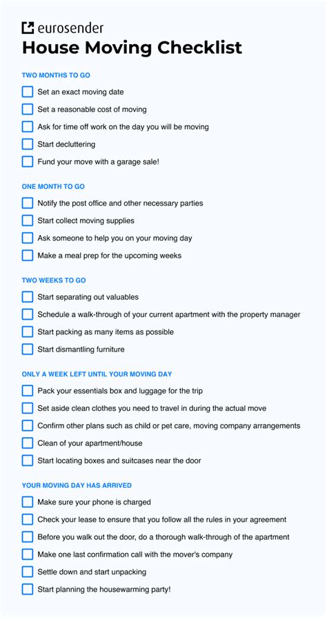 Moving House Checklist Printable