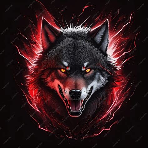 Premium AI Image | a angry wolf with glowing orange eyes and glowing eyes