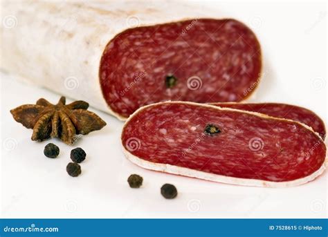 Spicy Salami stock image. Image of spicy, salty, slice - 7528615