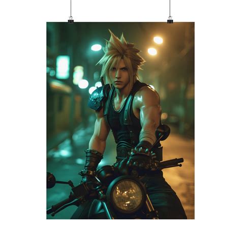 Cloud Strife Final Fantasy VII Motorcycle Matte Vertical Poster - Etsy