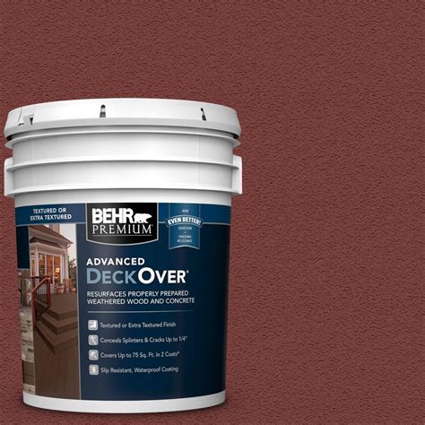 BEHR Premium Advanced DeckOver 5 gal. #SC-112 Barn Red Textured Solid ...