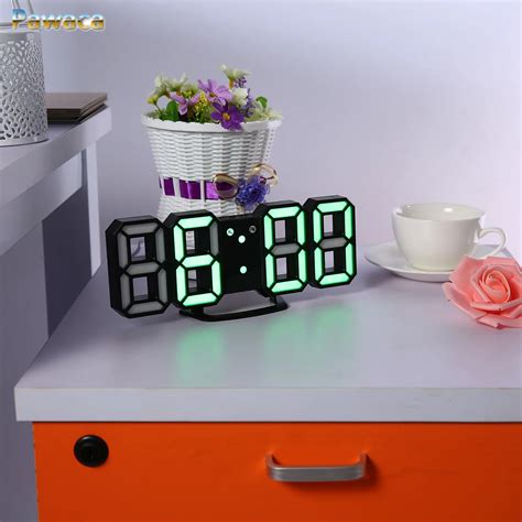 3D LED Digital Clock With Night Mode Adjust The Brightness Modern Electronic Table Clock Alarm ...