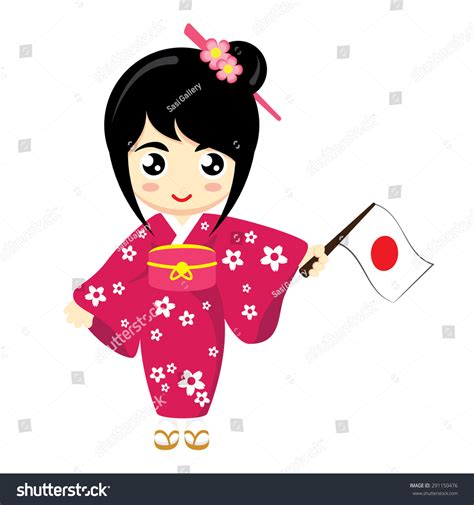 Little Girl Wearing Traditional Dress Holding Stock Vector (Royalty ...