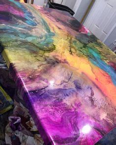Abstract Painting Diy, Fluid Acrylic Painting, Alcohol Ink Painting, Resin Furniture, Funky ...