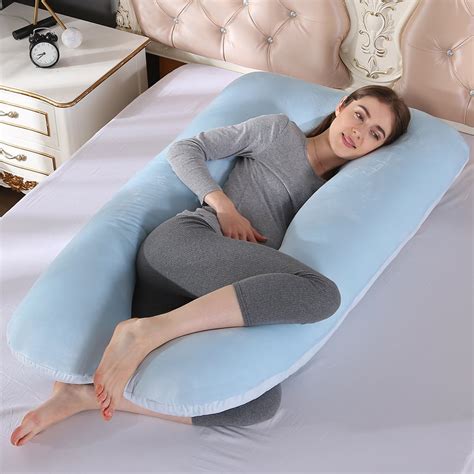 Soft Velvet U Shaped Body Pillow Full Body Pregnancy Maternity Pillow ...