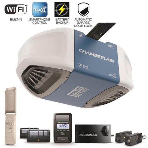 Chamberlain 1.25-HP myQ Security Bundle Smart Belt Drive Garage Door ...